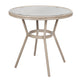 Black & White Textilene/Light Natural Frame |#| Indoor/Outdoor Commercial Glass Top Bistro Table in Black/White