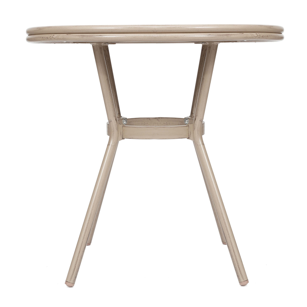 Black & White Textilene/Light Natural Frame |#| Indoor/Outdoor Commercial Glass Top Bistro Table in Black/White