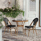 Black Textilene/Natural Frame |#| Indoor/Outdoor Commercial Glass Top Bistro Table in Black