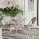 Black & White Textilene/Light Natural Frame |#| Indoor/Outdoor Commercial Bistro Set with Table and Two Chairs in Blk/Wht
