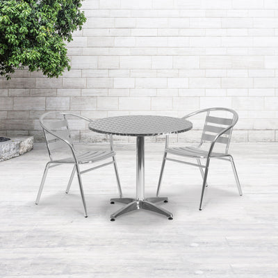 Mellie 31.5'' Round Aluminum Indoor-Outdoor Table with Base - View 2