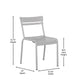 Silver |#| Modern Commercial Grade 2 Slat Indoor/Outdoor Steel Dining Chair in Quicksilver