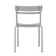 Silver |#| Modern Commercial Grade 2 Slat Indoor/Outdoor Steel Dining Chair in Quicksilver