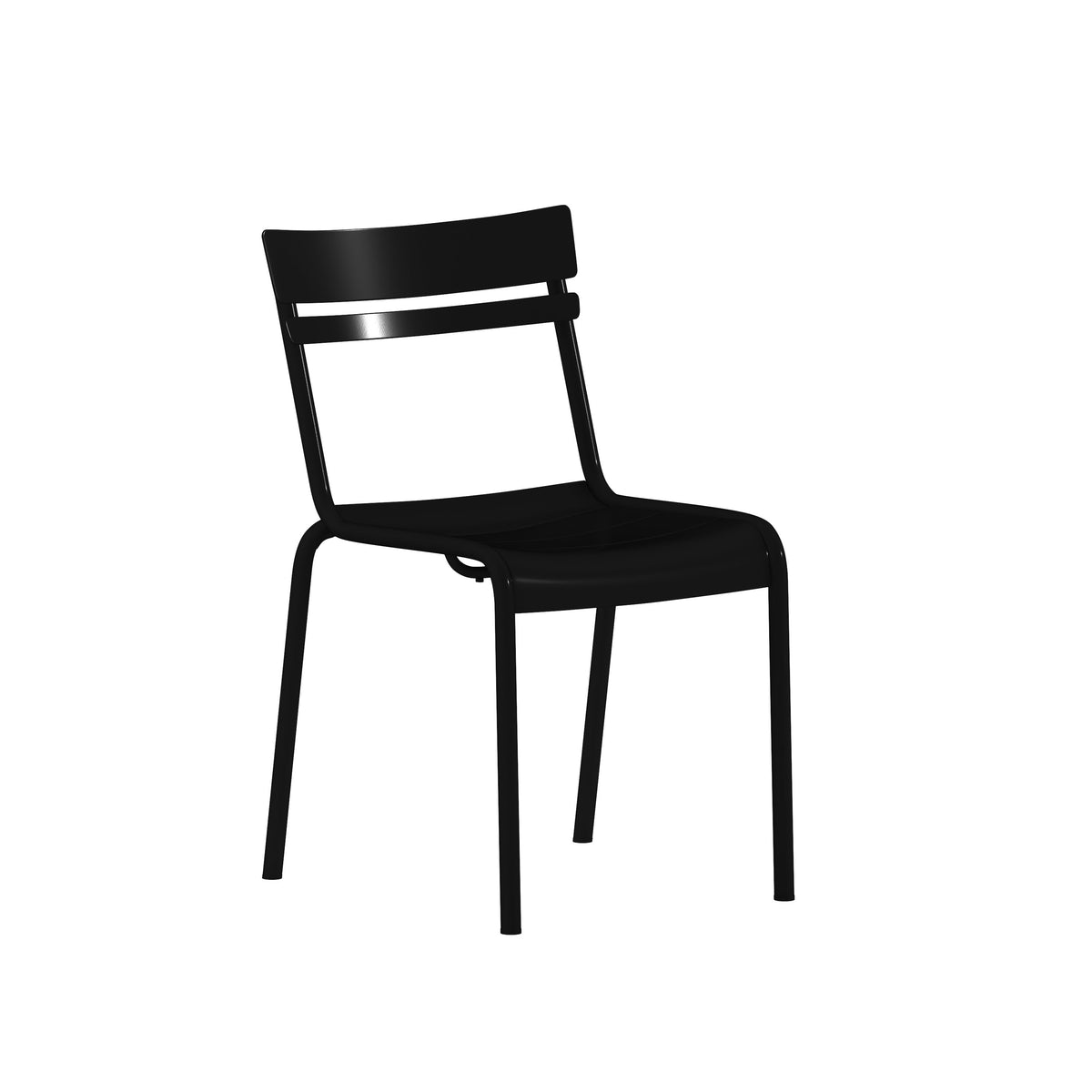 Black |#| Modern Commercial Grade 2 Slat Indoor/Outdoor Steel Dining Chair in Black