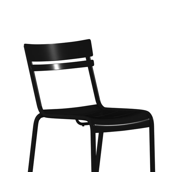 Black |#| Modern Commercial Grade 2 Slat Indoor/Outdoor Steel Dining Chair in Black