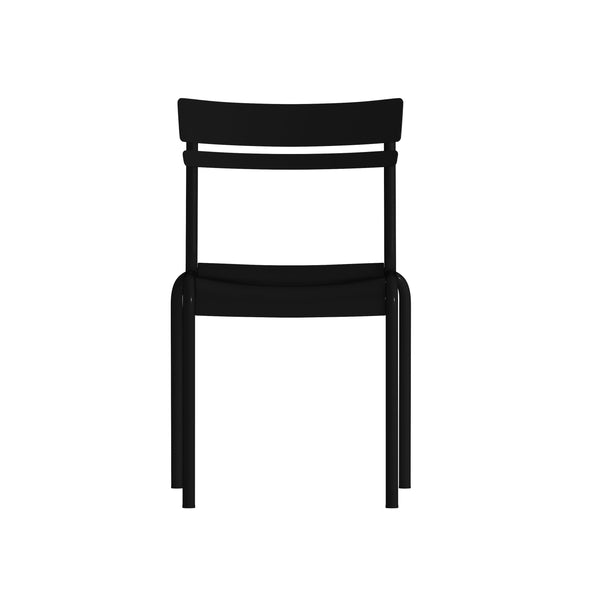 Black |#| Modern Commercial Grade 2 Slat Indoor/Outdoor Steel Dining Chair in Black