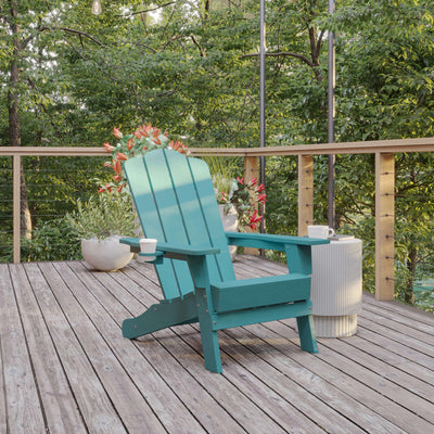 Newport Adirondack Chair with Cup Holder, Weather Resistant HDPE Adirondack Chair