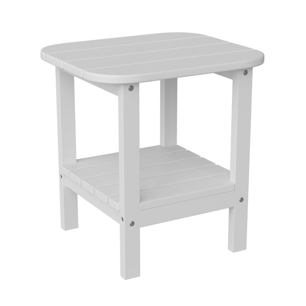 White |#| Commercial Grade All-Weather Adirondack Style Patio Side Table in White