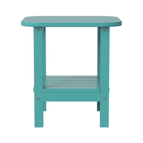 Blue |#| Commercial Grade All-Weather Adirondack Style Patio Side Table in Blue