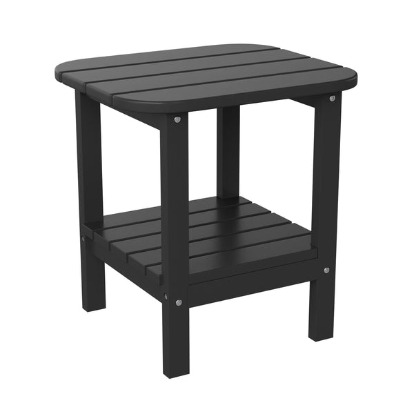 Black |#| Commercial Grade All-Weather Adirondack Style Patio Side Table in Black