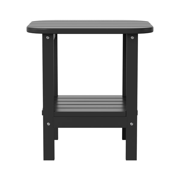 Black |#| Commercial Grade All-Weather Adirondack Style Patio Side Table in Black