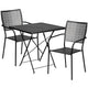 Black |#| 28inch Square Black Indoor-Outdoor Steel Folding Patio Table Set with 2 Chairs