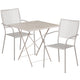 Light Gray |#| 28inch Square Lt Gray Indoor-Outdoor Steel Folding Patio Table Set with 2 Chairs