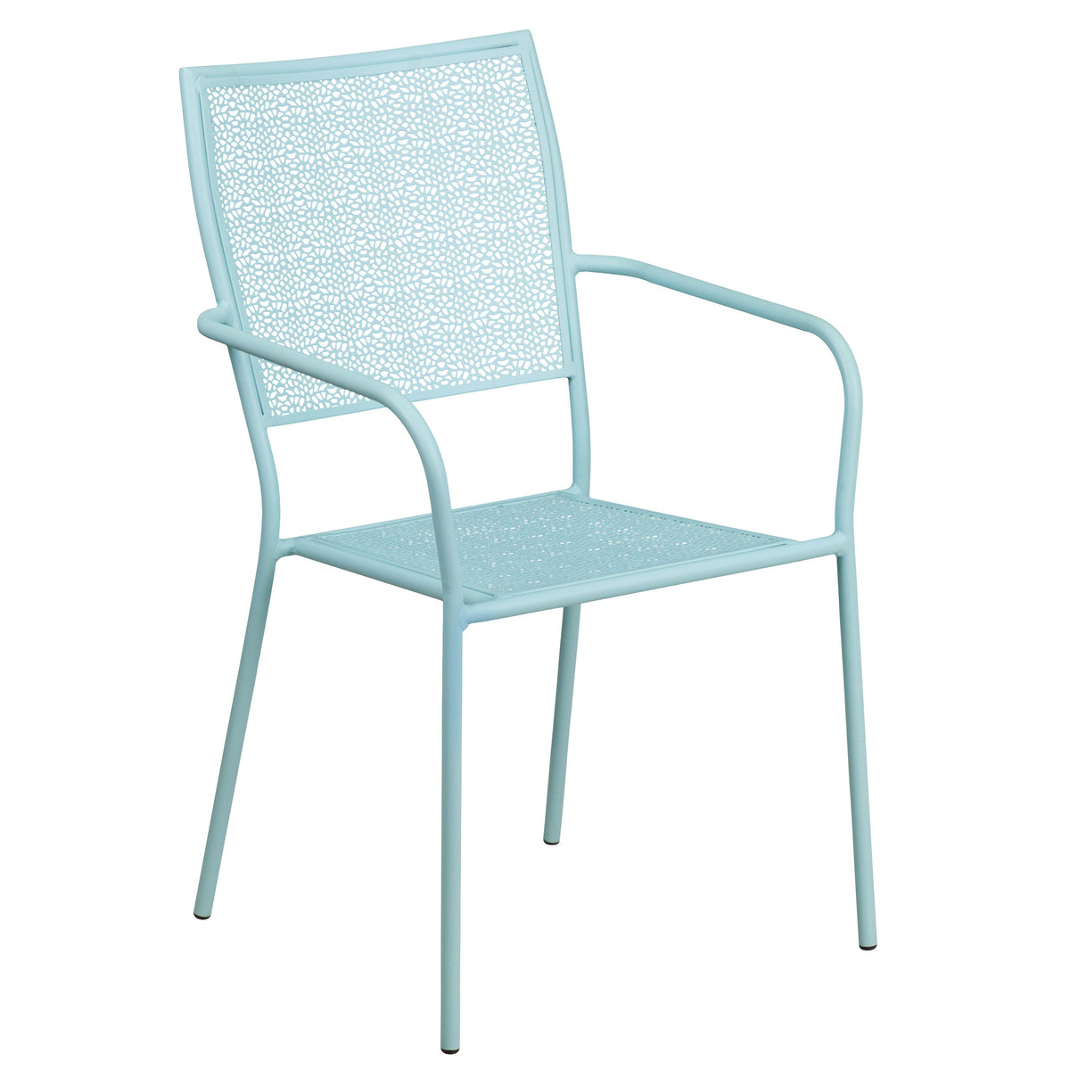 Sky Blue |#| 28inch Square Sky Blue Indoor-Outdoor Steel Folding Patio Table Set with 2 Chairs