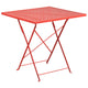 Coral |#| 28inch Square Coral Indoor-Outdoor Steel Folding Patio Table Set with 2 Chairs