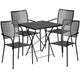 Black |#| 28inch Square Black Indoor-Outdoor Steel Folding Patio Table Set with 4 Chairs