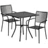 Oia Commercial Grade 28" Square Indoor-Outdoor Steel Patio Table Set with 2 Square Back Chairs