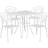 Oia Commercial Grade 28" Square Indoor-Outdoor Steel Patio Table Set with 4 Round Back Chairs