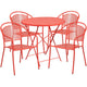 Coral |#| 30inch Round Coral Indoor-Outdoor Steel Folding Patio Table Set with 4 Chairs