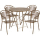 Gold |#| 30inch Round Gold Indoor-Outdoor Steel Folding Patio Table Set with 4 Chairs