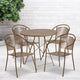 Gold |#| 30inch Round Gold Indoor-Outdoor Steel Folding Patio Table Set with 4 Chairs