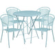 Sky Blue |#| 30inch Round Sky Blue Indoor-Outdoor Steel Folding Patio Table Set with 4 Chairs