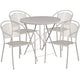 Light Gray |#| 30inch Round Light Gray Indoor-Outdoor Steel Folding Patio Table Set with 4 Chairs