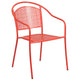 Coral |#| 35.25inch Round Coral Indoor-Outdoor Steel Patio Table Set with 2 Round Back Chairs