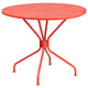 Coral |#| 35.25inch Round Coral Indoor-Outdoor Steel Patio Table Set with 2 Round Back Chairs