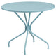 Sky Blue |#| 35.25inch RD Sky Blue Indoor-Outdoor Steel Patio Table Set w/2 Square Back Chairs