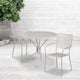 Light Gray |#| 35.25inch Round Lt Gray Indoor-Outdoor Steel Patio Table Set w/2 Square Back Chairs