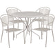 Light Gray |#| 35.25inch Round Lt Gray Indoor-Outdoor Steel Patio Table Set w/ 4 Round Back Chairs