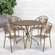 Gold |#| 35.25inch Round Gold Indoor-Outdoor Steel Patio Table Set with 4 Round Back Chairs