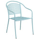 Sky Blue |#| 35.25inch RD Sky Blue Indoor-Outdoor Steel Patio Table Set with 4 Round Back Chairs