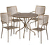 Oia Commercial Grade 35.25" Round Indoor-Outdoor Steel Patio Table Set with 4 Square Back Chairs