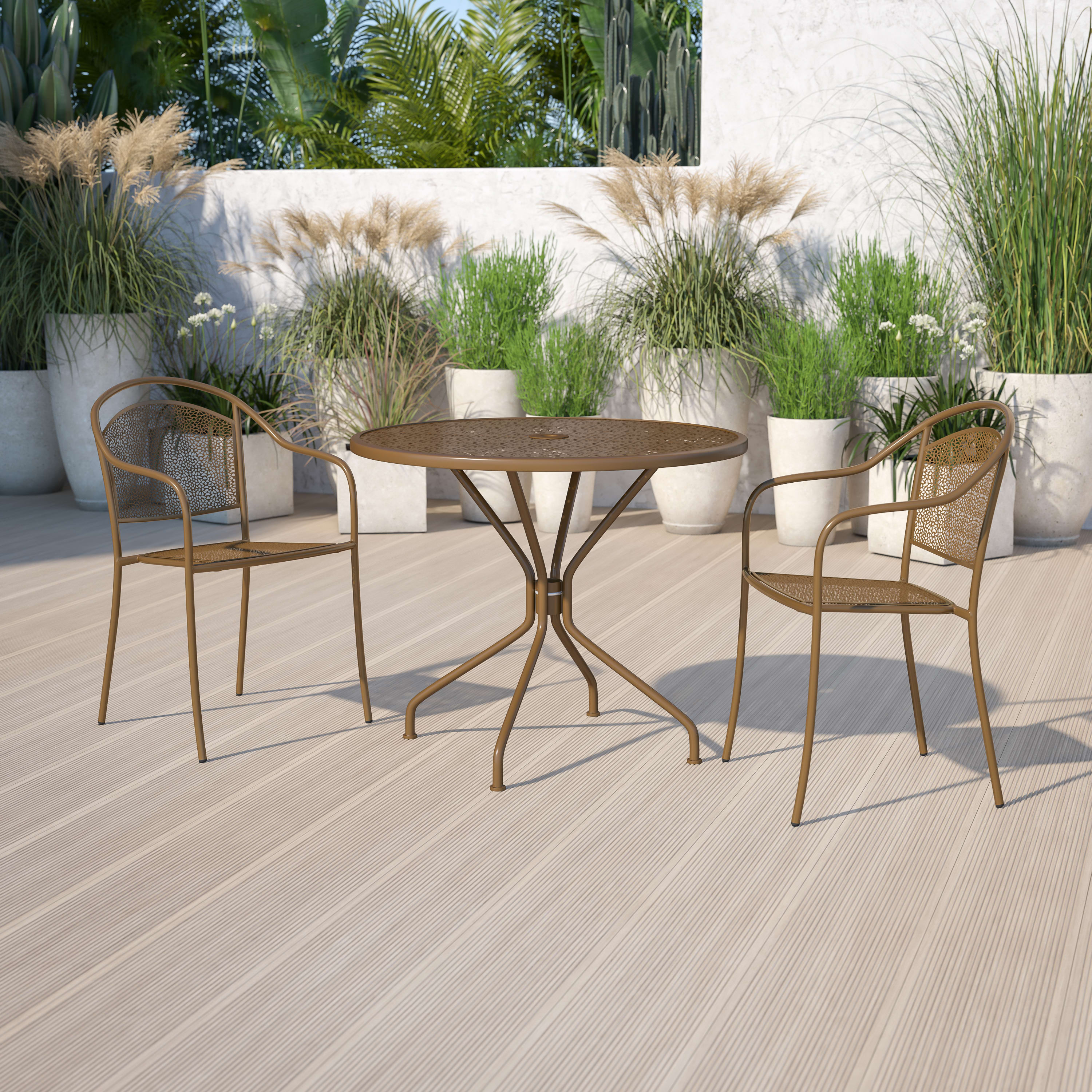 35.25RD Steel Patio Table CO 7 Best Chiavari Chairs