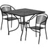 Oia Commercial Grade 35.5" Square Indoor-Outdoor Steel Patio Table Set with 2 Round Back Chairs