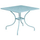 Sky Blue |#| 35.5inch SQ Sky Blue Indoor-Outdoor Steel Patio Table Set w/ 4 Round Back Chairs