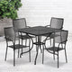 Black |#| 35.5inch Square Black Indoor-Outdoor Steel Patio Table Set w/ 4 Square Back Chairs