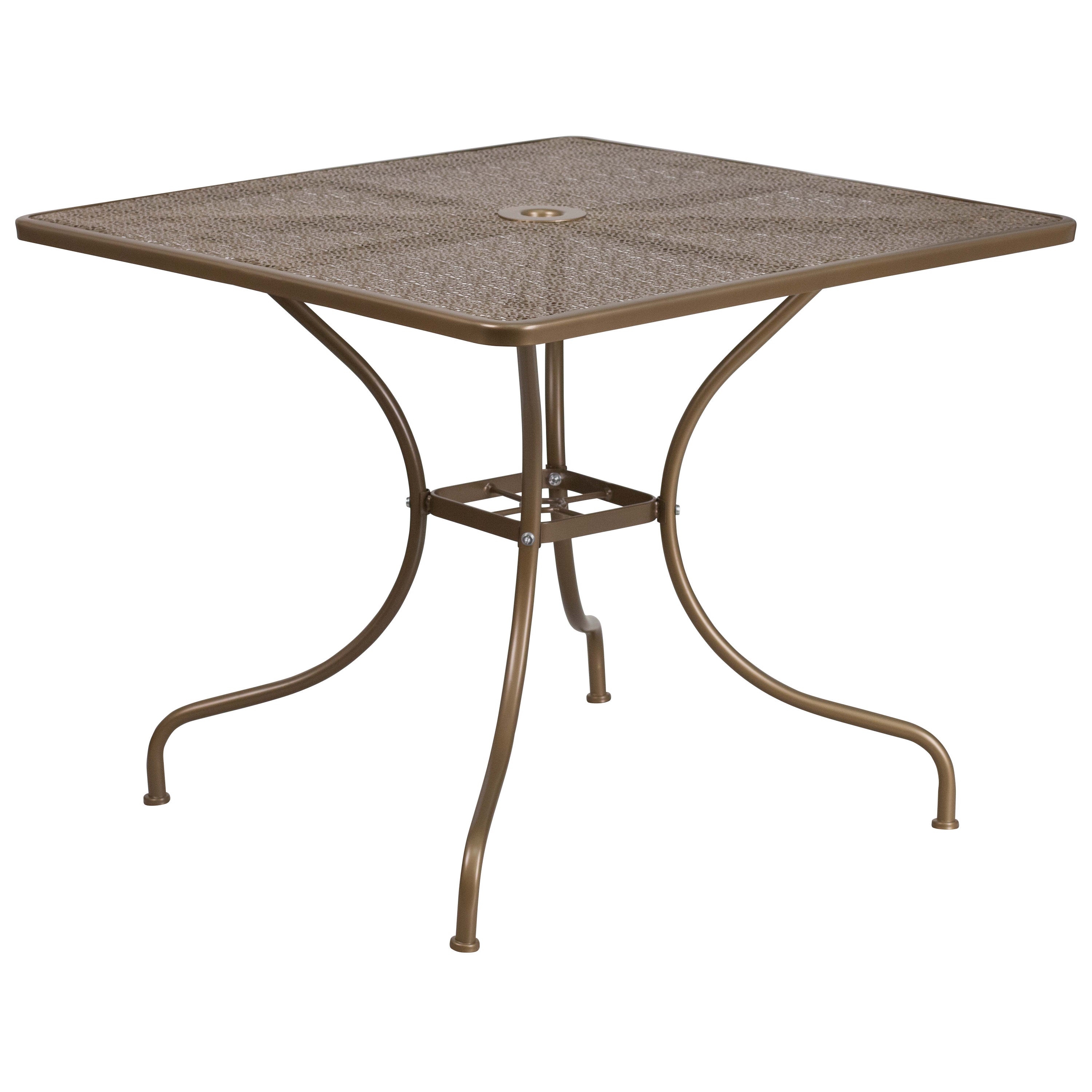 35.5SQ Steel Patio Table CO 6 Best Chiavari Chairs
