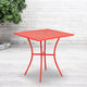 Coral |#| 28inch Square Coral Indoor-Outdoor Steel Patio Table - Restaurant Seating