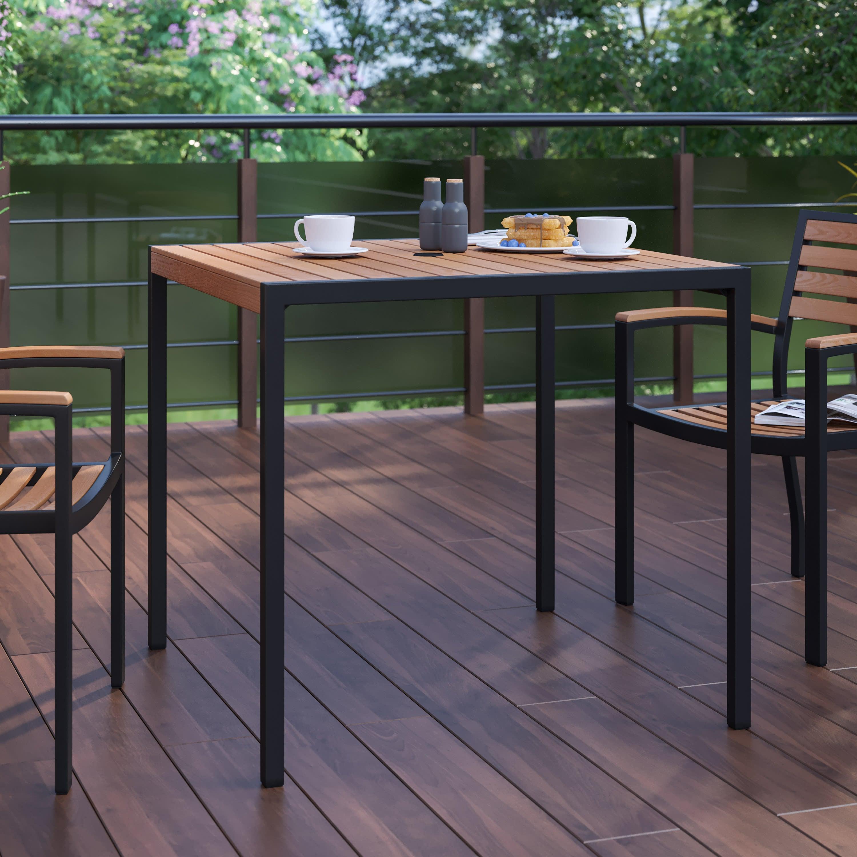 SQ Faux Teak Patio Table XU DG UH8100 Best Chiavari Chairs