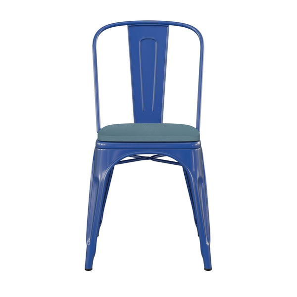 Blue/Teal-Blue |#| All-Weather Commercial Stack Chair & Poly Resin Seat - Blue/Teal-Blue