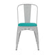 White/Mint Green |#| All-Weather Commercial Stack Chair & Poly Resin Seat - White/Mint