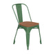 Green/Teak |#| All-Weather Commercial Stack Chair & Poly Resin Seat - Green/Teak