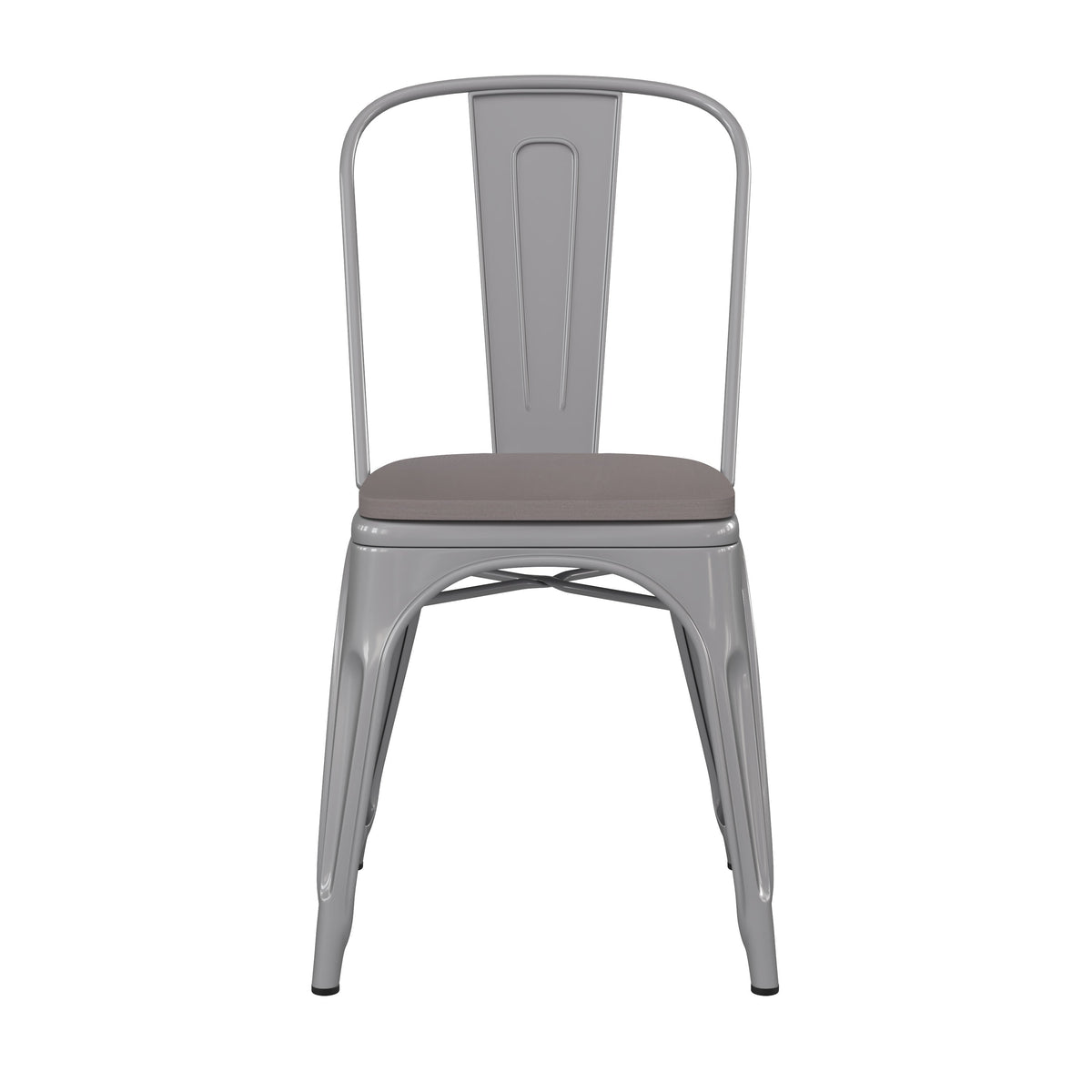 Silver/Gray |#| All-Weather Commercial Stack Chair & Poly Resin Seat - Silver/Gray