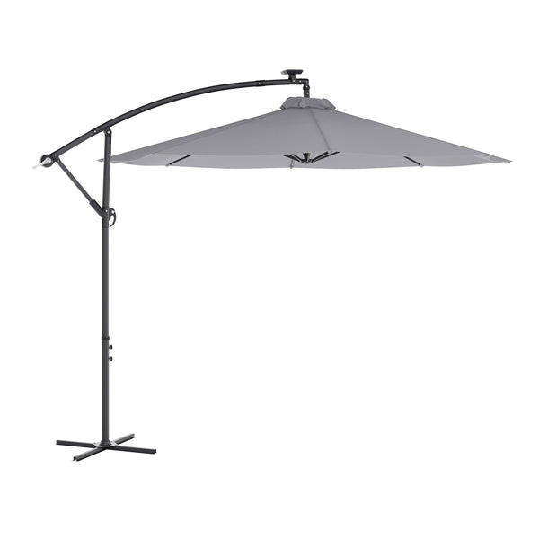 best commercial cantilever patio umbrella Flash Furniture 10 ft. Sedona Commercial Grade Round Cantilever Umbrella with 32 Solar LED Lights Built in Cross Base & Easy Lift & Tilt Function Tan
