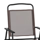 Brown |#| Set of 2 All-Weather Textilene Patio Sling Chairs with Armrests - Brown