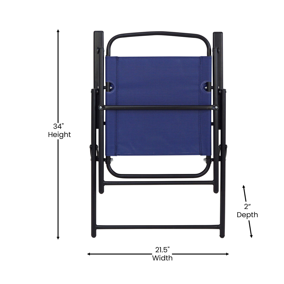 Navy |#| Set of 2 All-Weather Textilene Patio Sling Chairs with Armrests - Navy