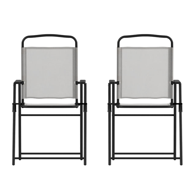 Set of 2 Mystic Folding Patio Sling Chairs, Outdoor Textilene Lawn Chairs with Armrests - View 1